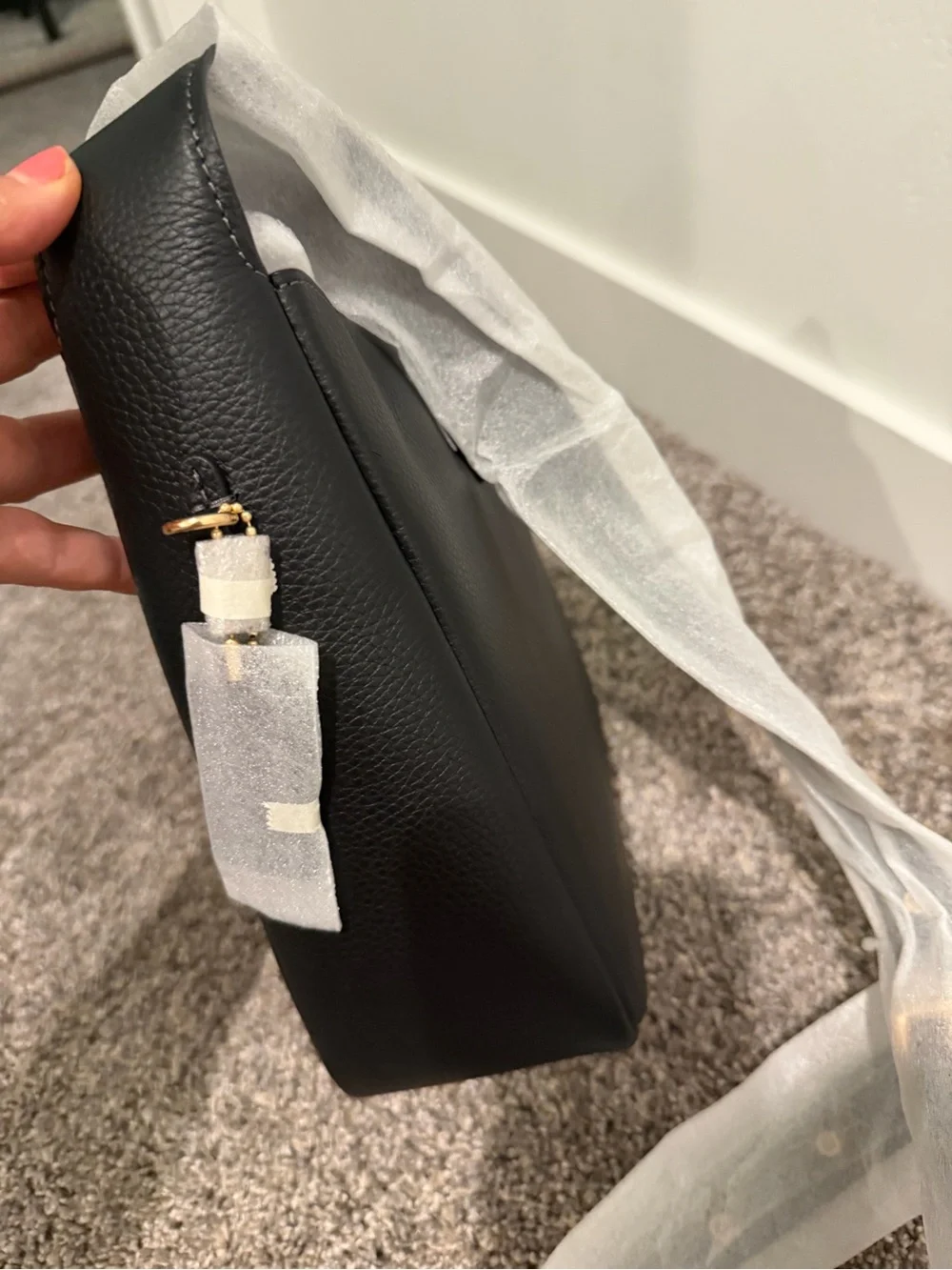 Coach Hadley Black Pebbled Leather Shoulder Bag with Gold Hardware